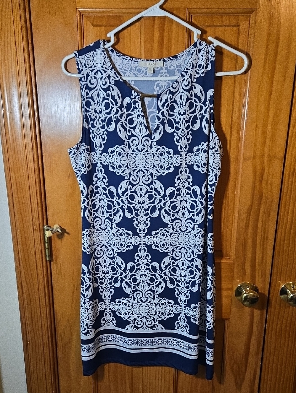 Haani Navy and White Sleeveless Keyhole Tunic